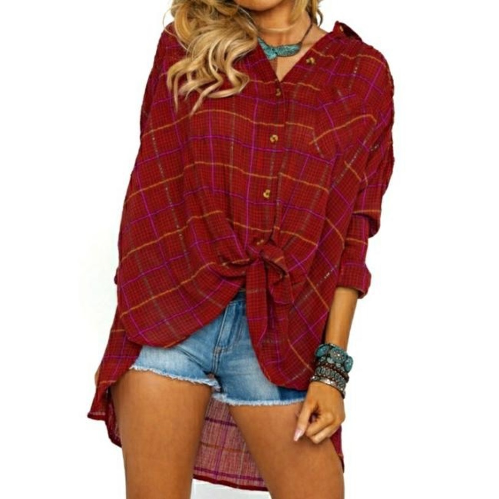 NWOT Free People Break My Stride Button Down